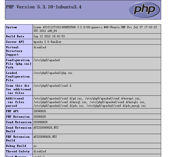 ubuntu下安装apache2+php+mysql